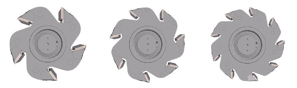 Konfigurovatelné řady rotorových břitů